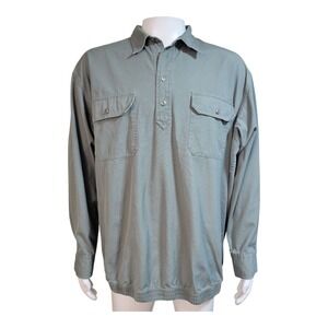 Cabela's Shirt Mens XL Pullover Henley Twill Long Sleeve Green Hunting Y2K